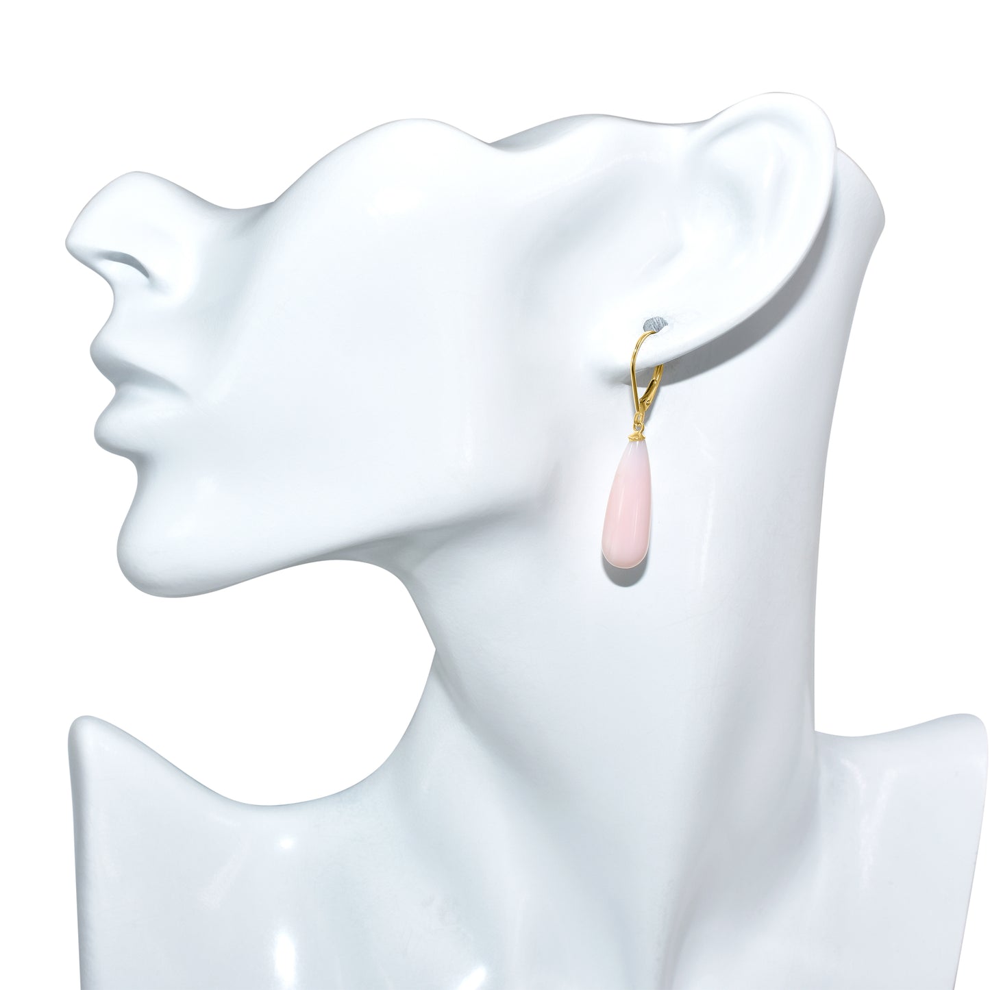14k Pink Opal Drop Leverback Earring