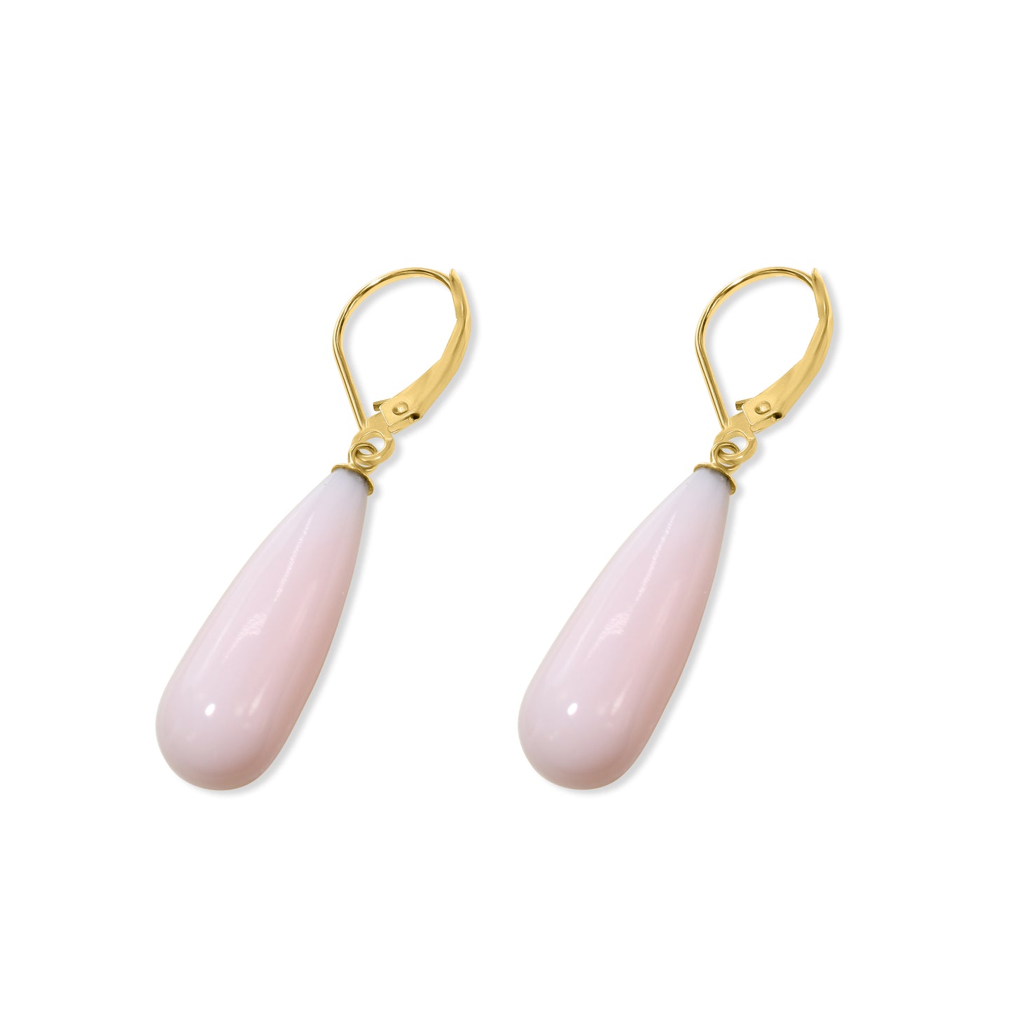 14k Pink Opal Drop Leverback Earring