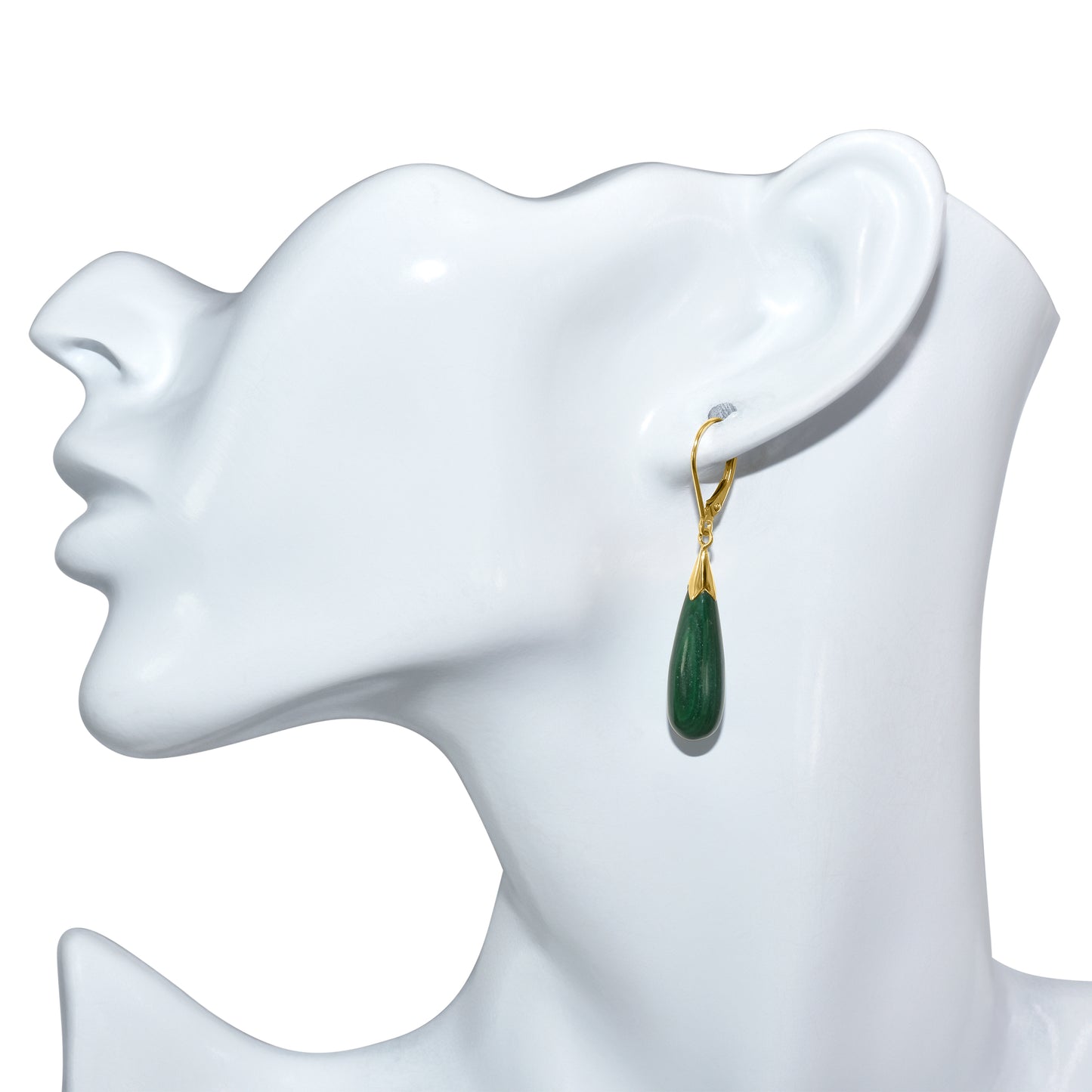 14k Malachite Drop Leverback Earring