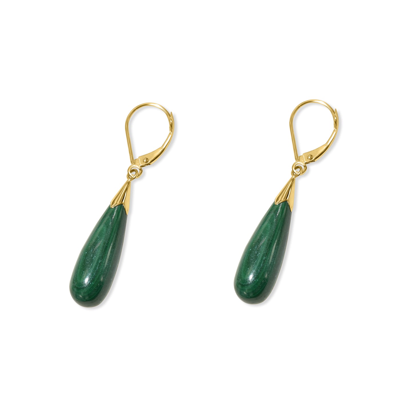 14k Malachite Drop Leverback Earring