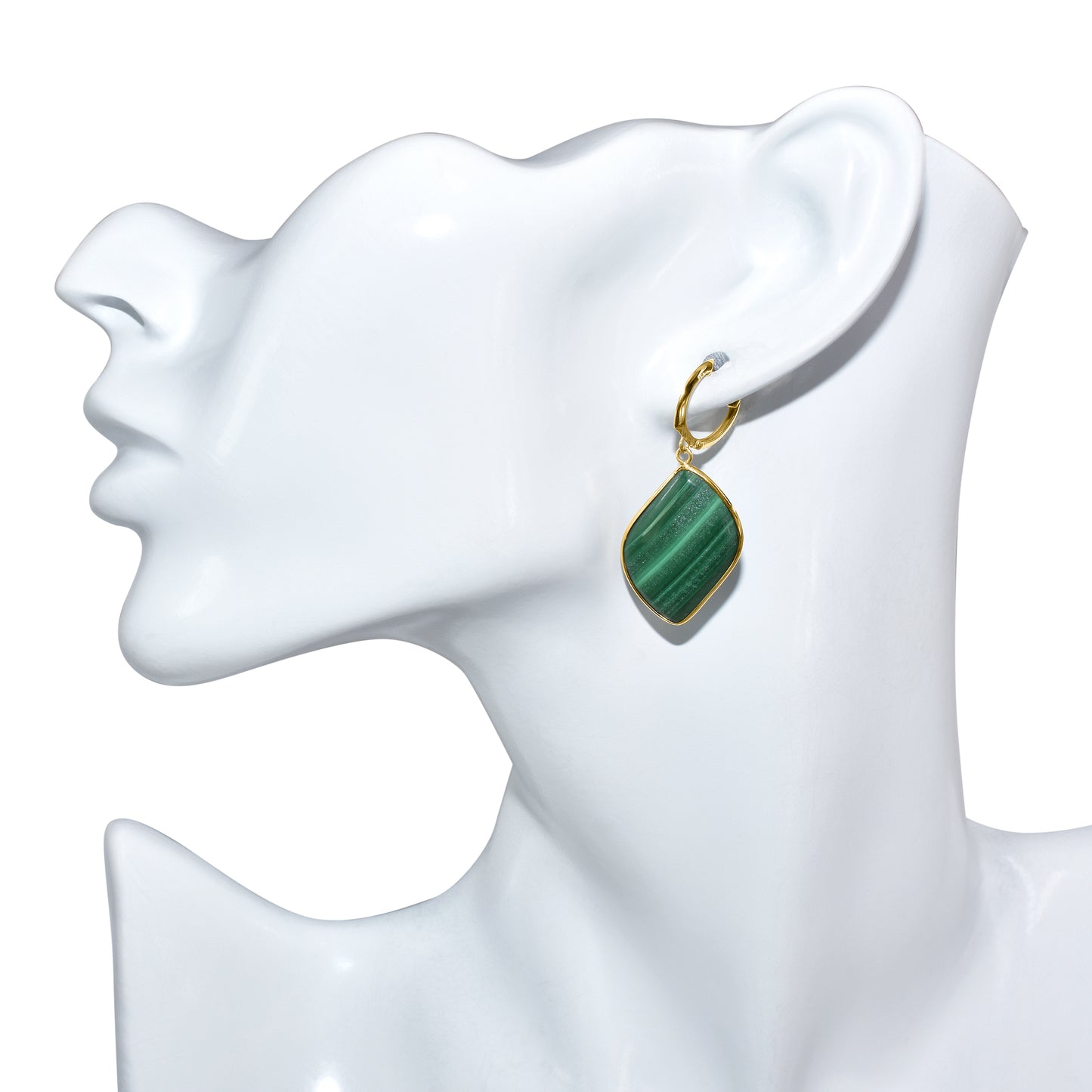 14k Malachite Hoop Earring