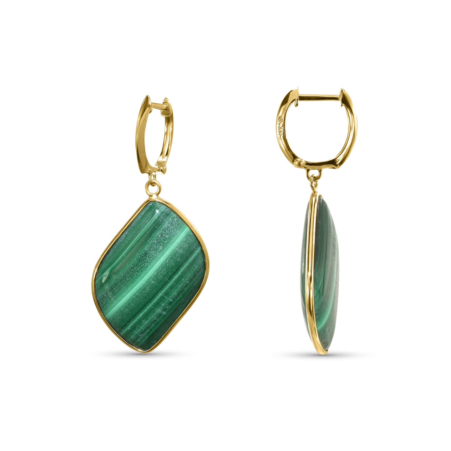 14k Malachite Hoop Earring