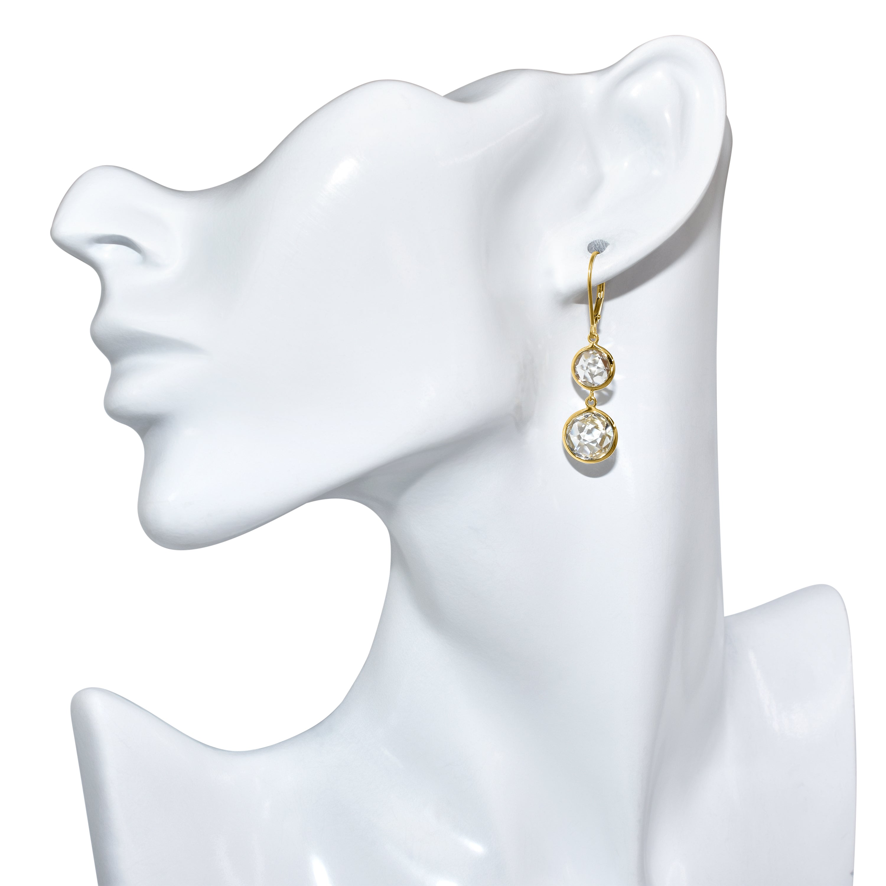 14k White Topaz Bezel Drop Leverback Earring
