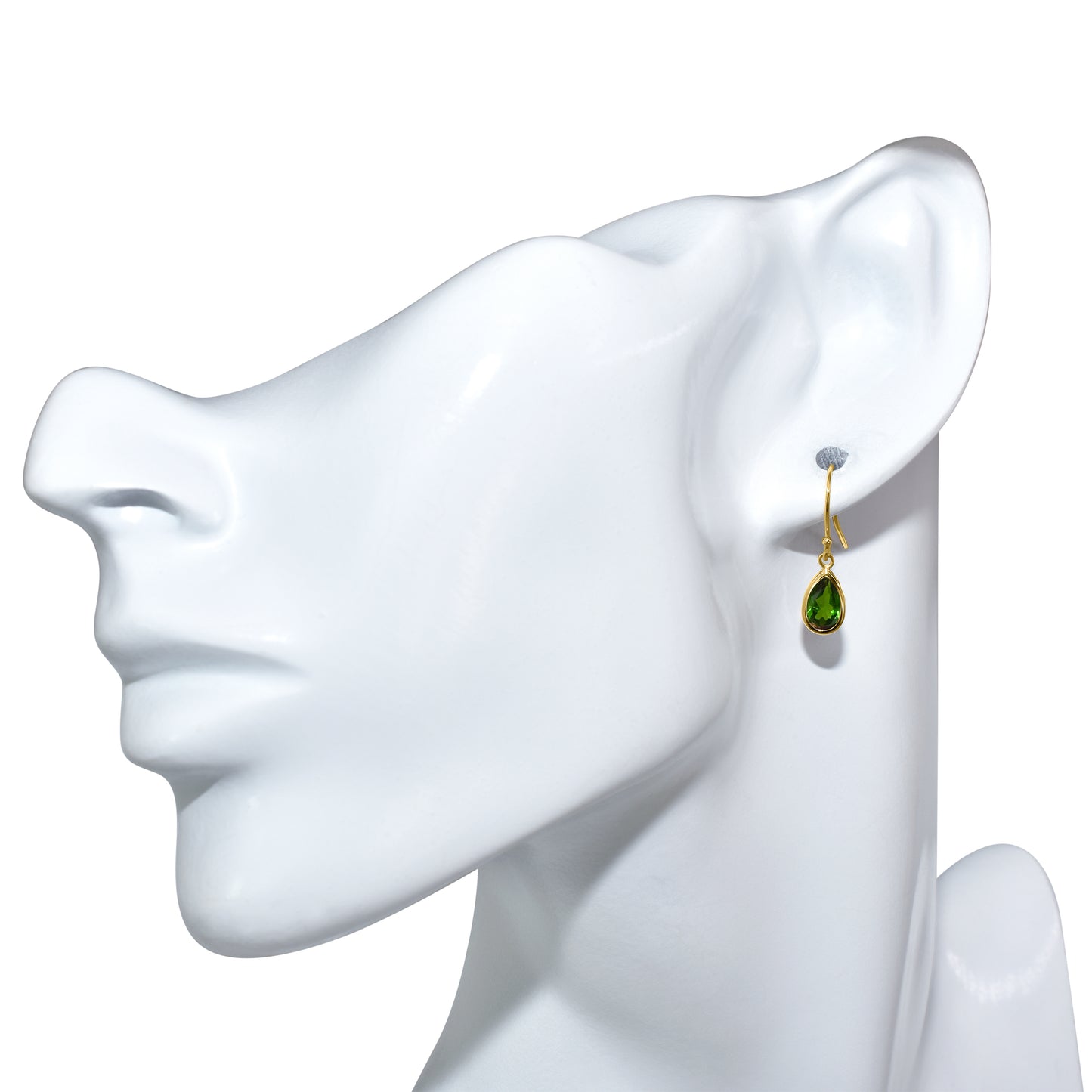 14k Yellow Chrome Diopside Pear Hook Earring