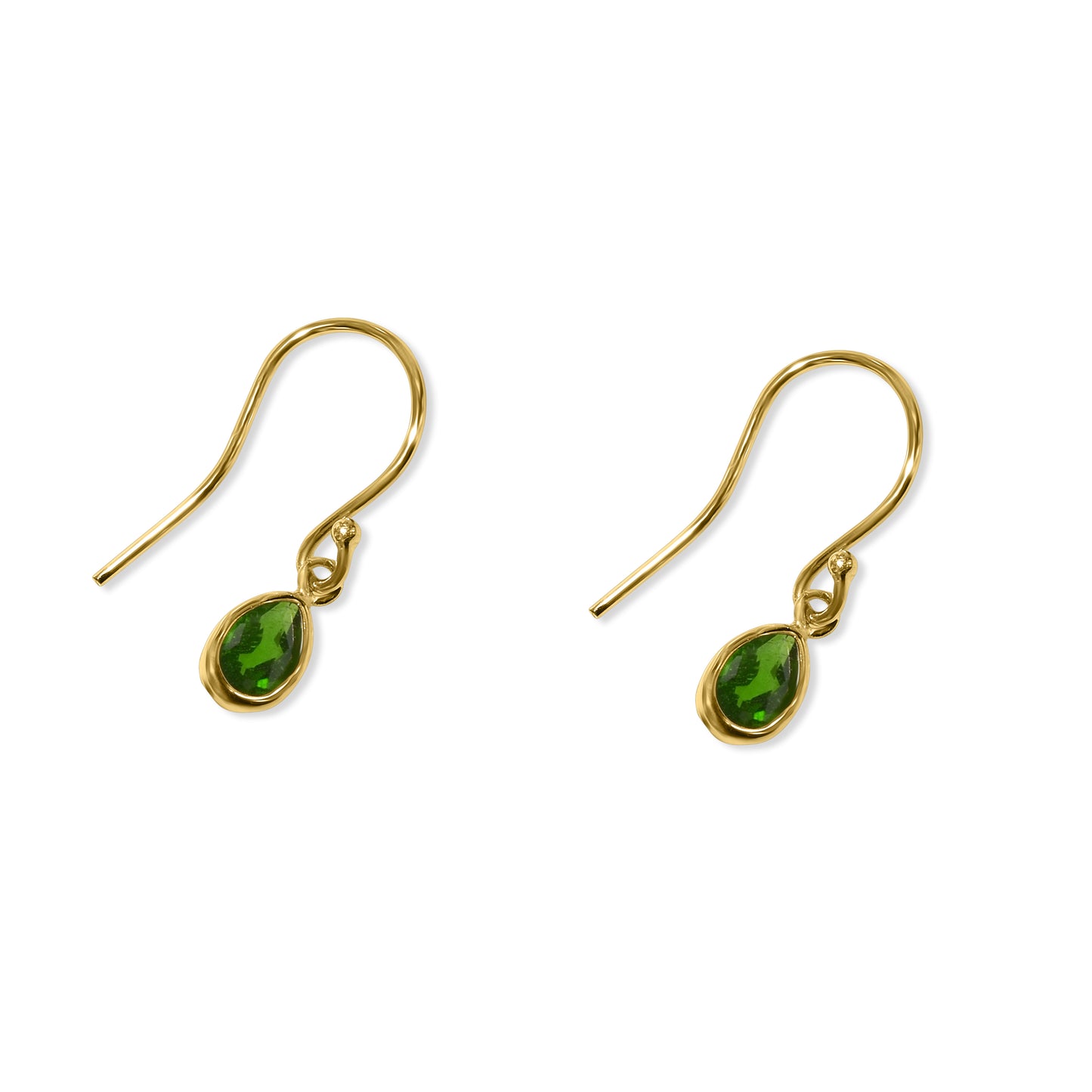 14k Yellow Chrome Diopside Pear Hook Earring