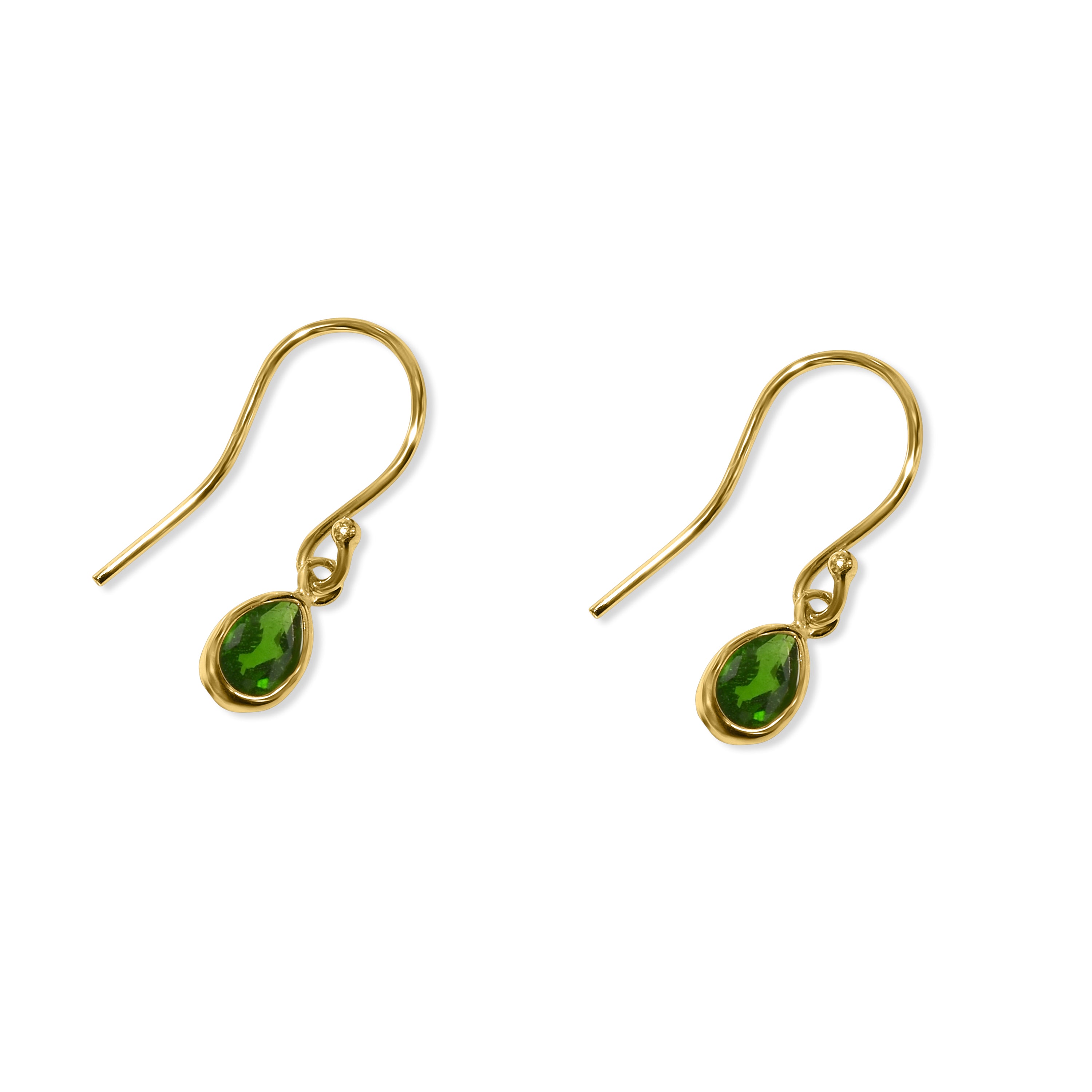 14k Yellow Chrome Diopside Pear Hook Earring