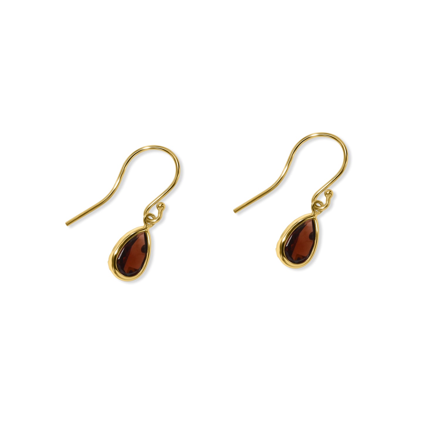 14k Garnet Pear Shape Hook Earring