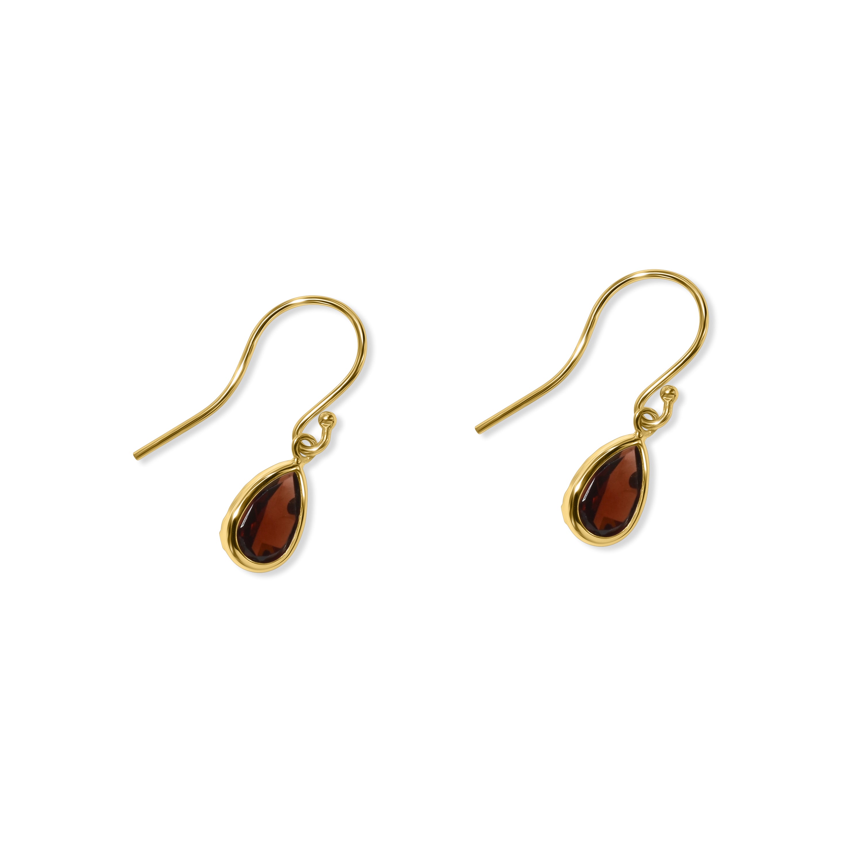 14k Garnet Pear Shape Hook Earring