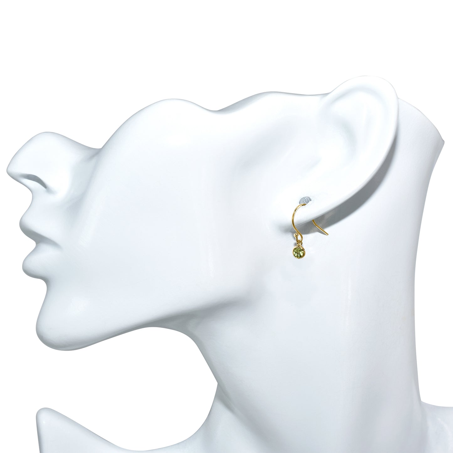 14k Yellow Peridot Back Set Bezel Hook Earring