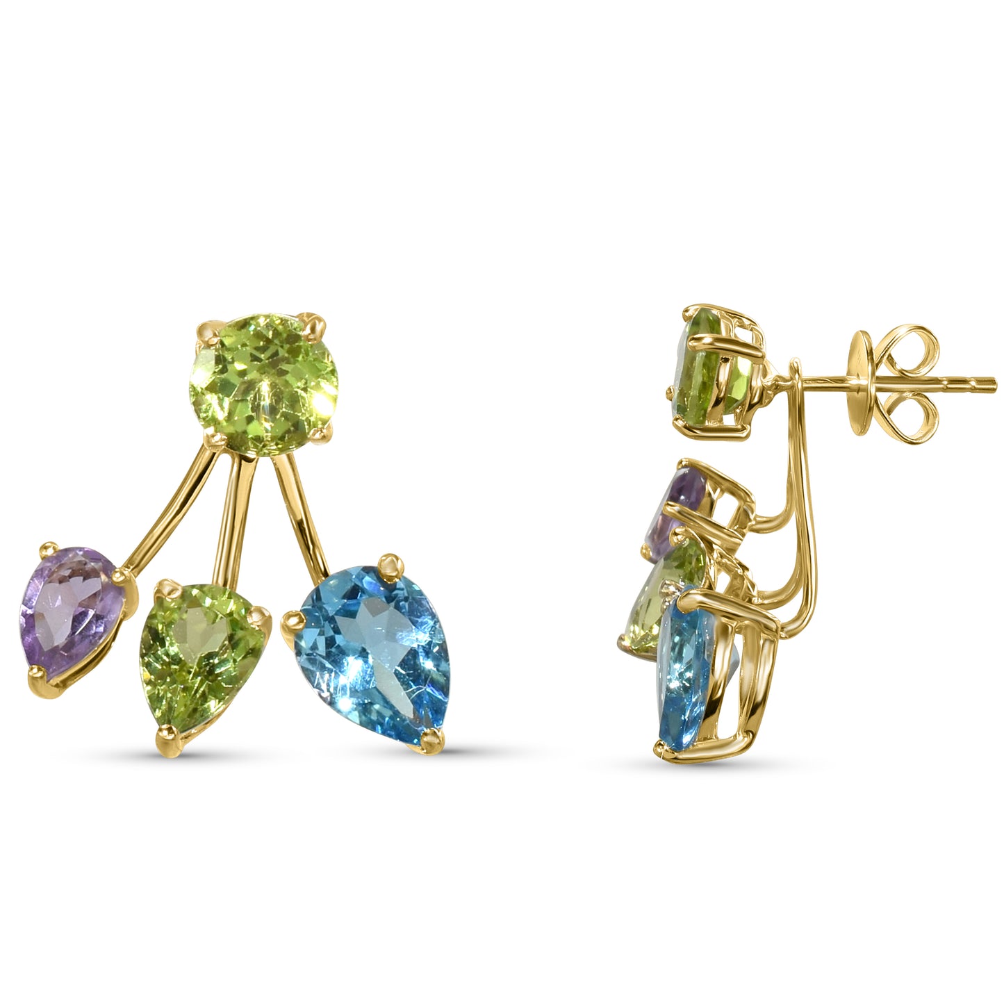 14k Multi Gemstone Front Back Earring