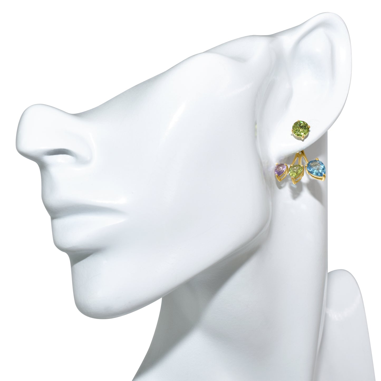 14k Multi Gemstone Front Back Earring