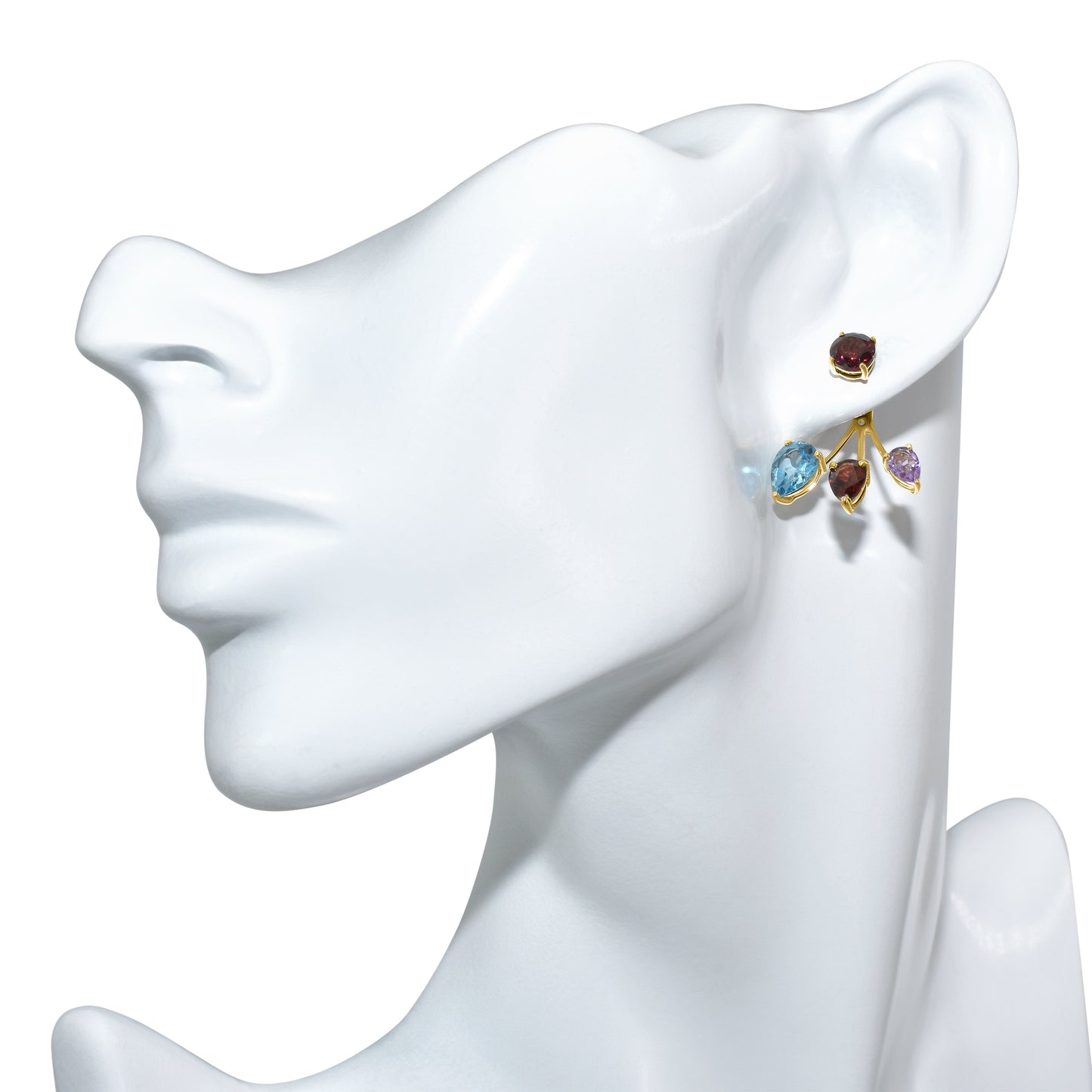 14k Multi Gemstone Front Back Earring