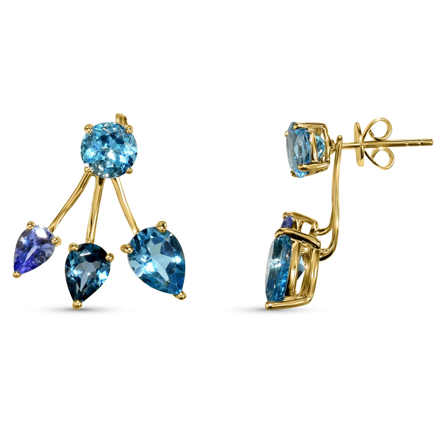 14k Multi Gemstone Front Back Earring