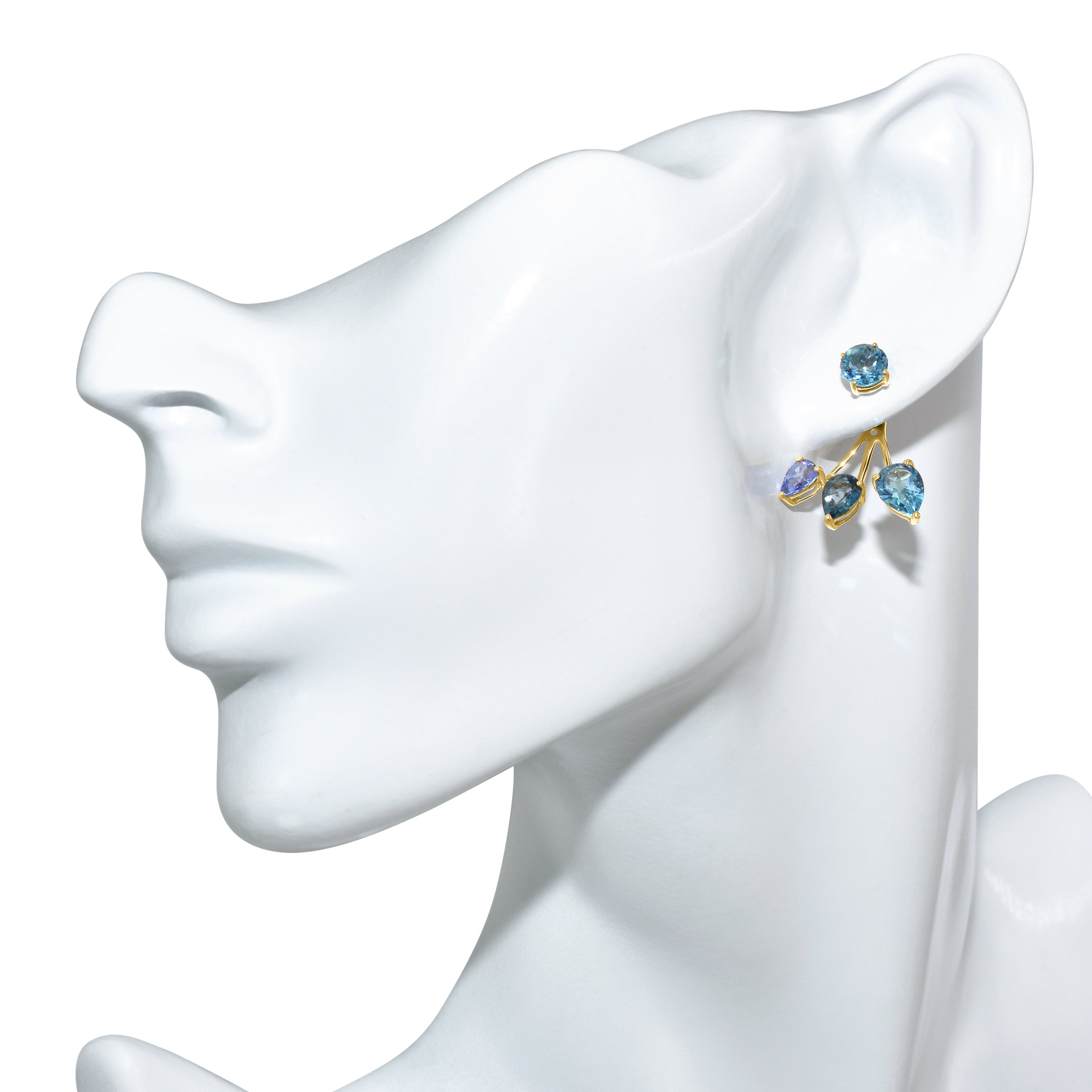 14k Gemstone Front Back Earring