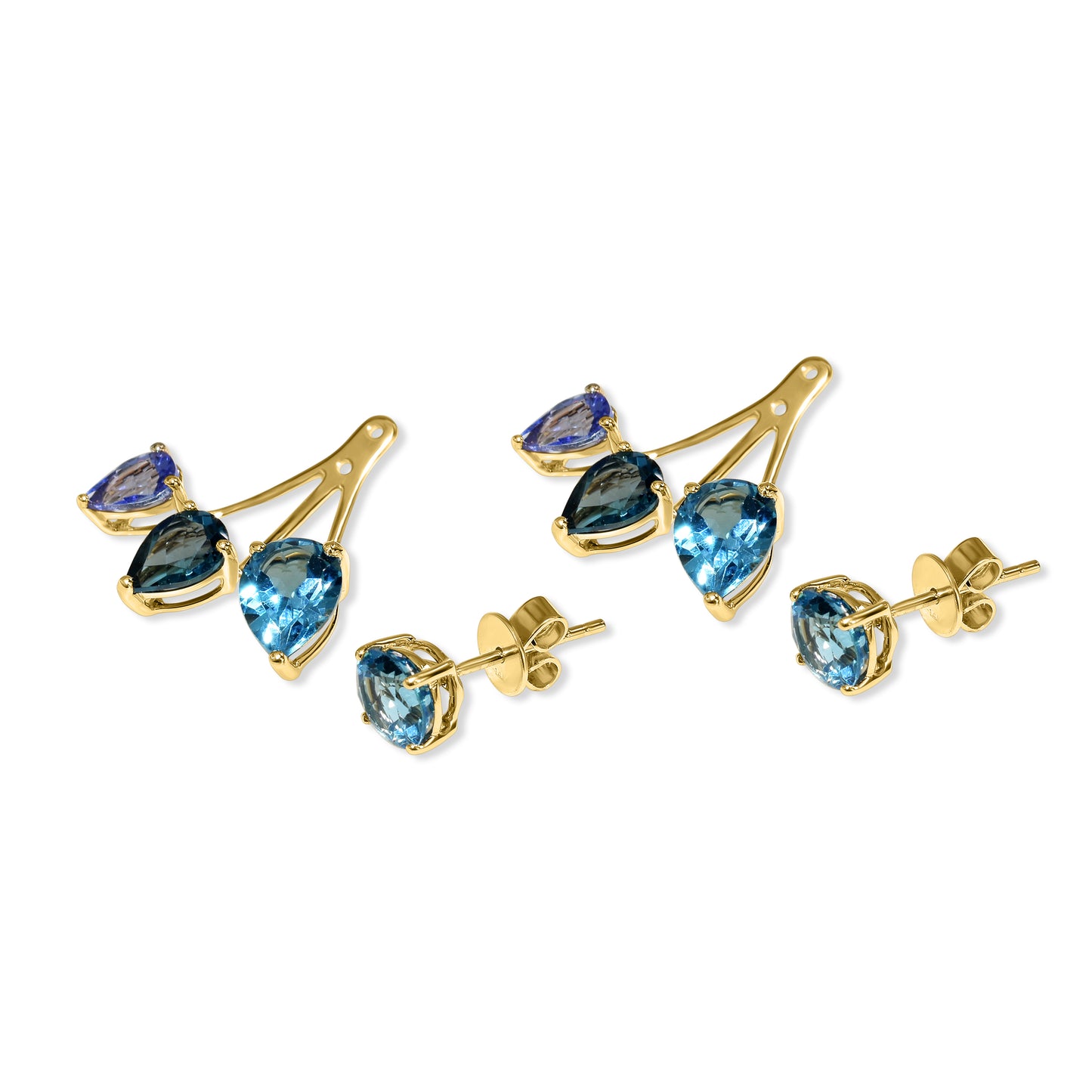 14k Multi Gemstone Front Back Earring