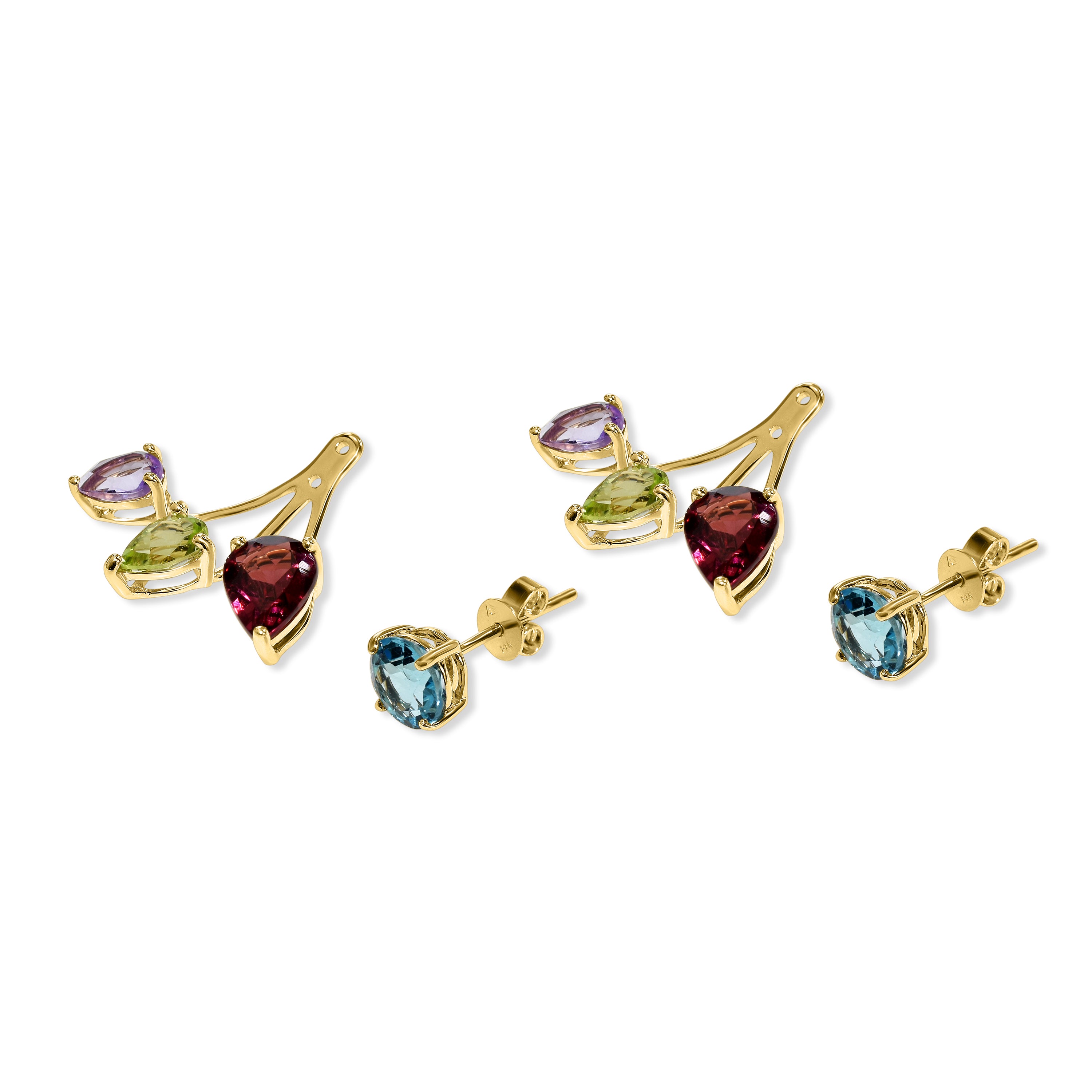 14k Gemstone Front Back Earring