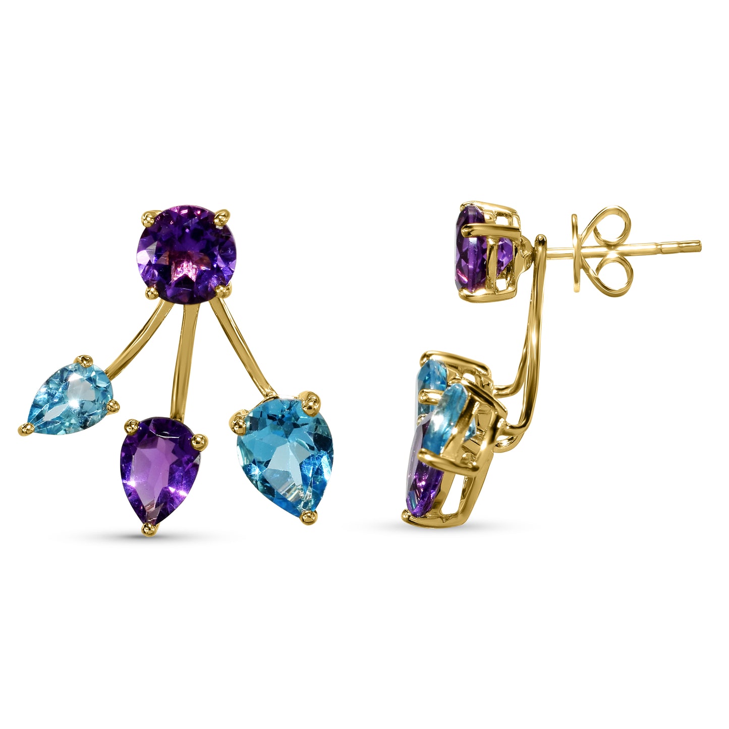 14k Multi Gemstone Front Back Earring