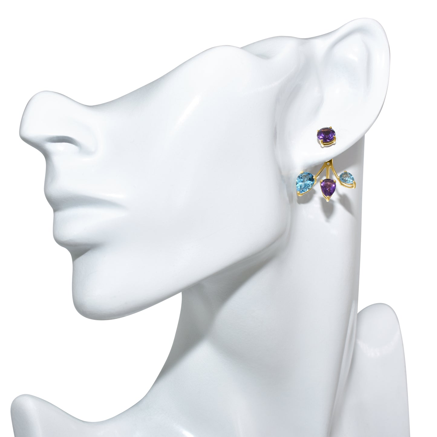 14k Multi Gemstone Front Back Earring