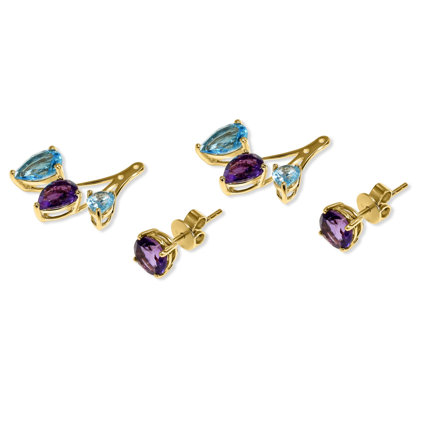 14k Multi Gemstone Front Back Earring