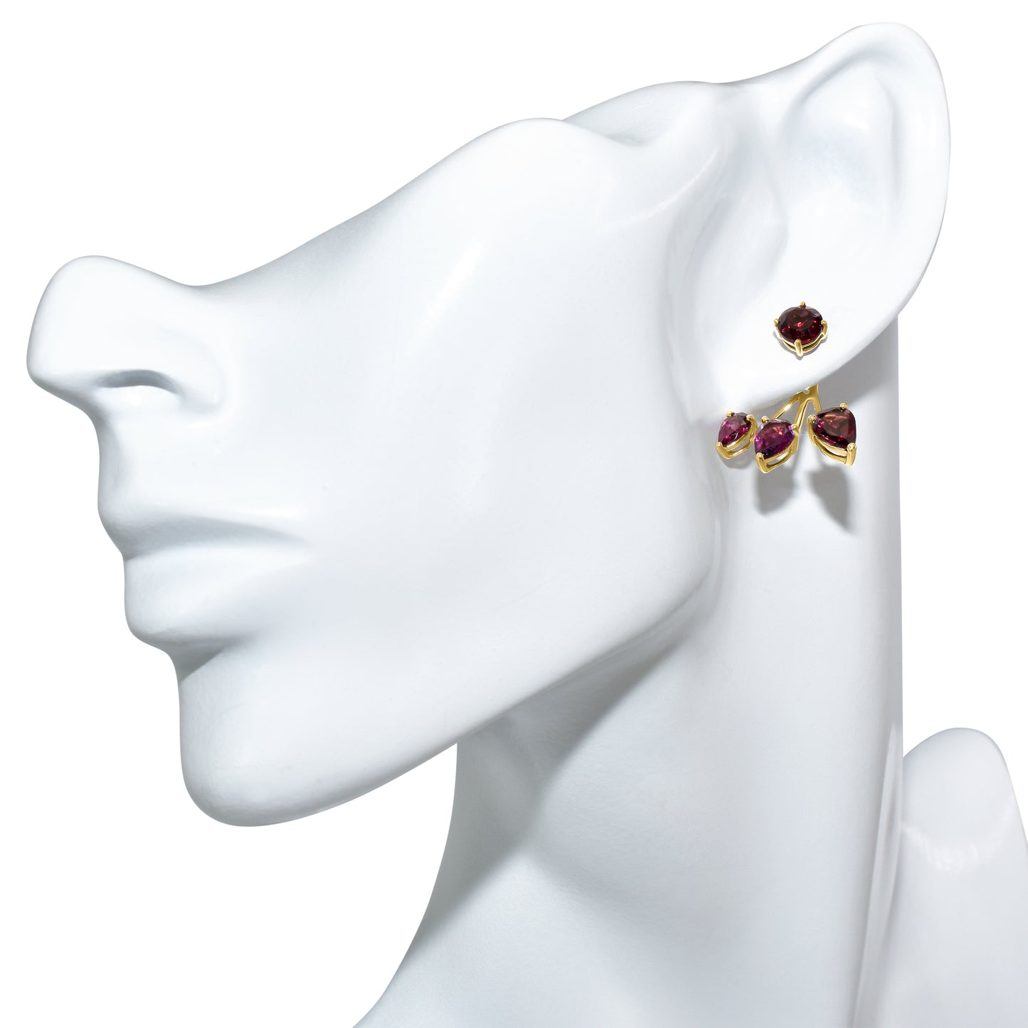 14k Rhodolite Garnet Front Back Earring