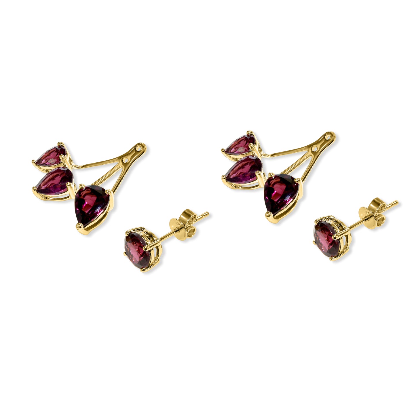 14k Rhodolite Garnet Front Back Earring