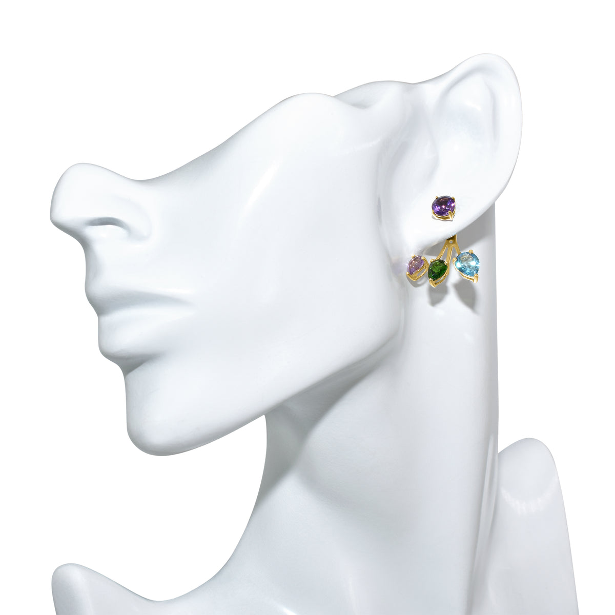 14k Gemstone Front Back Earring