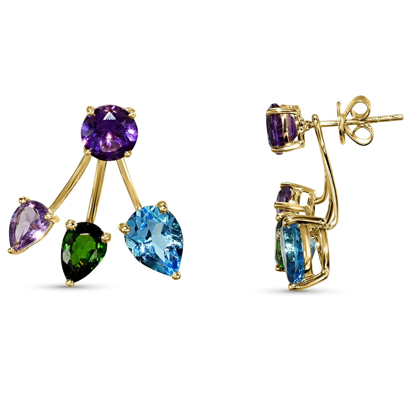 14k Multi Gemstone Front Back Earring