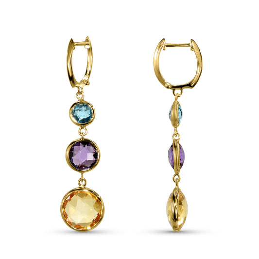 14k Multi Gemstone Hoop Earring