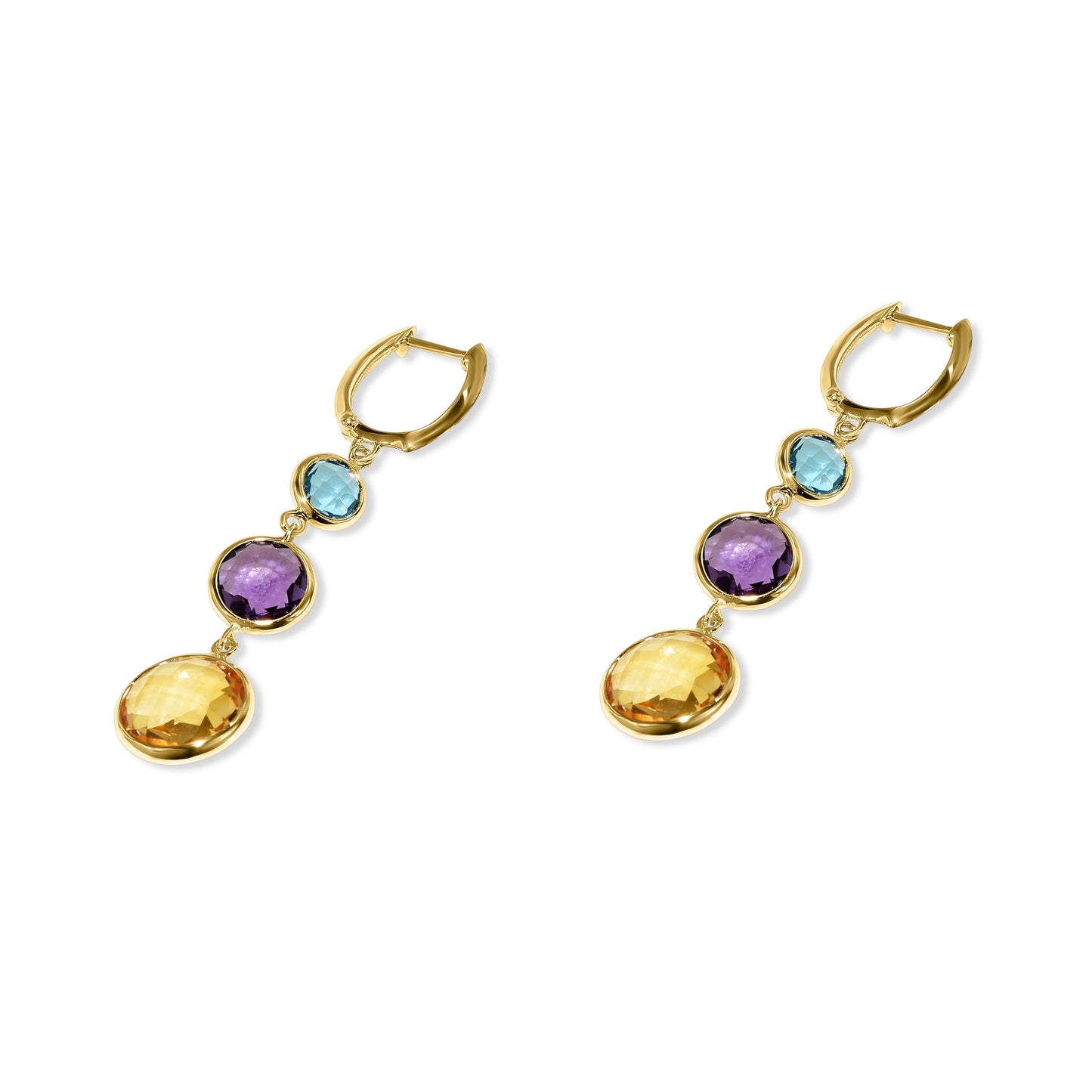 14k Multi Gemstone Hoop Earring