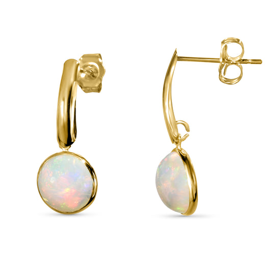 14k Ethiopian Opal Gold Bar Post Earring
