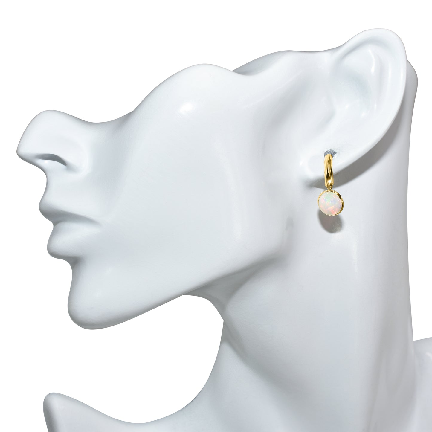 14k Ethiopian Opal Gold Bar Post Earring