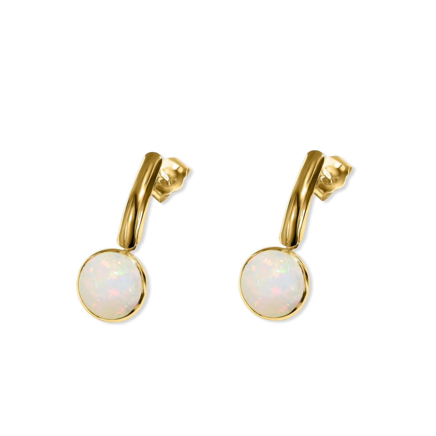 14k Ethiopian Opal Gold Bar Post Earring