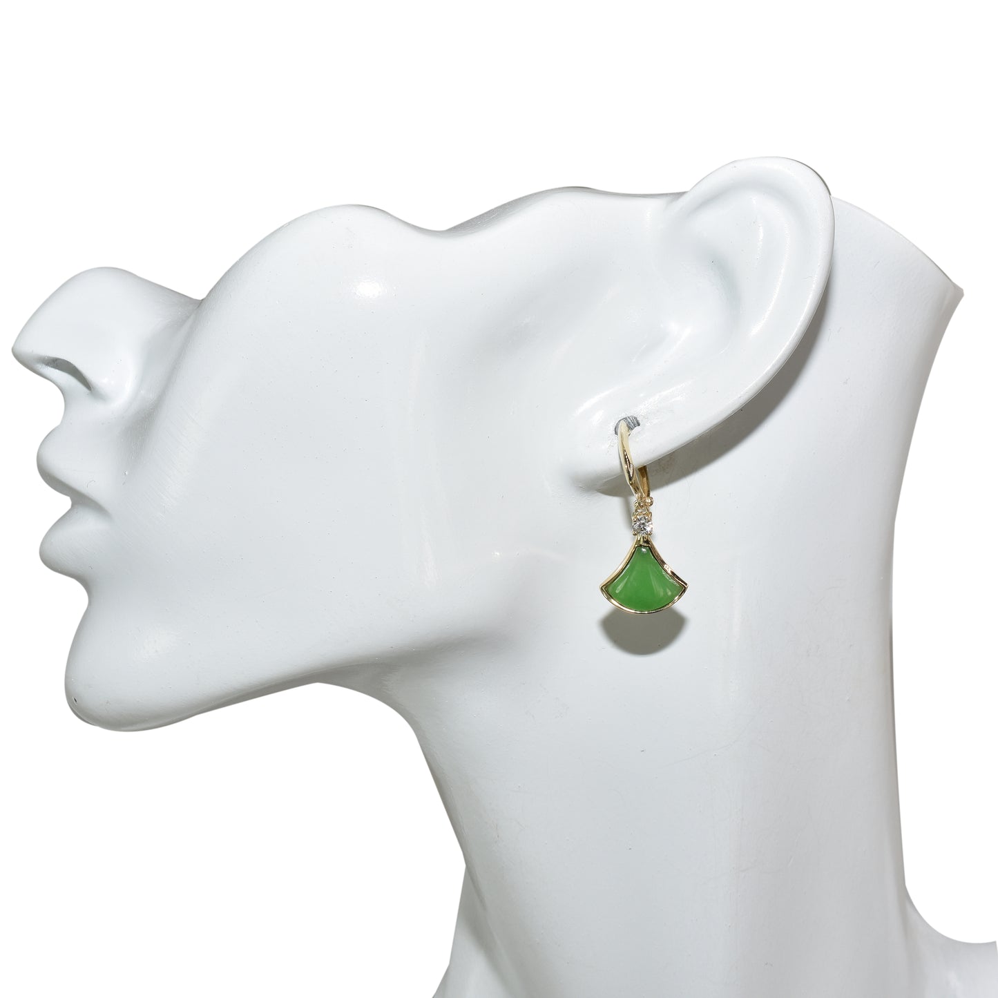 14k Gemstone Diamond Fan Earring