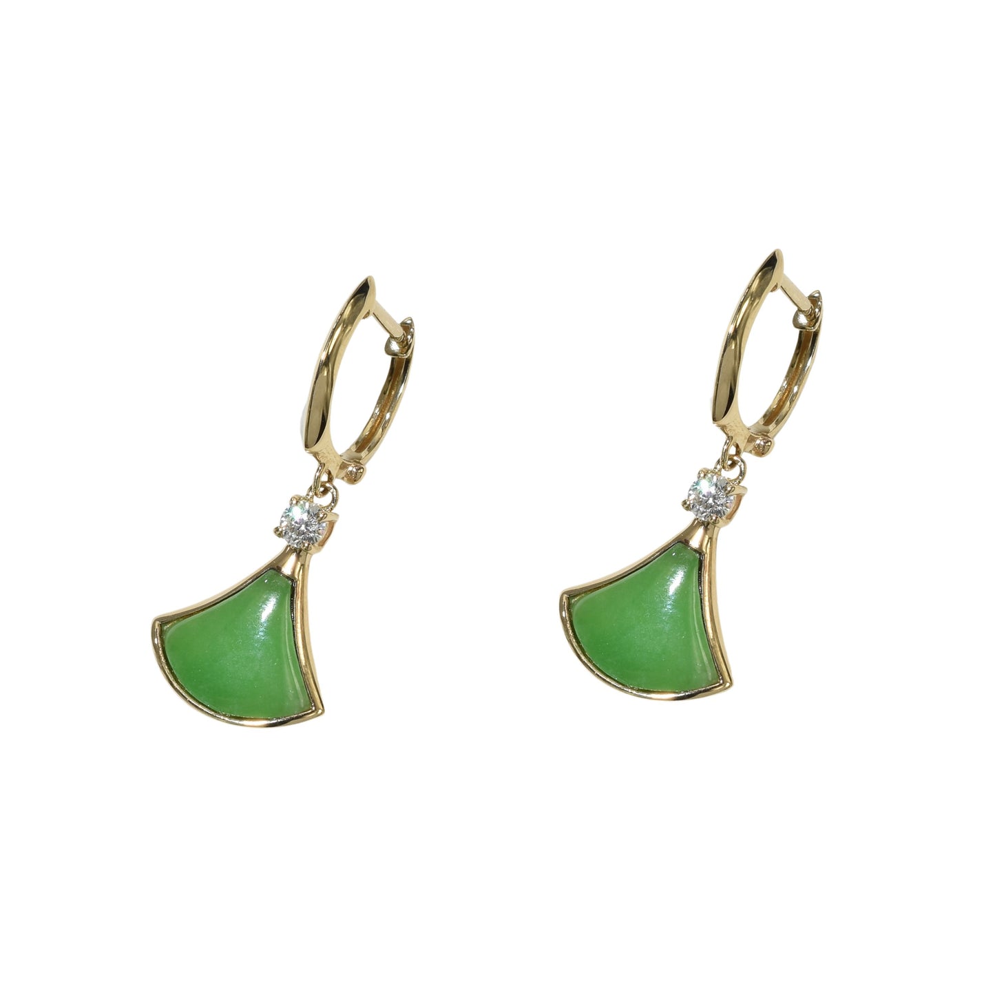 14k Gemstone Diamond Fan Earring