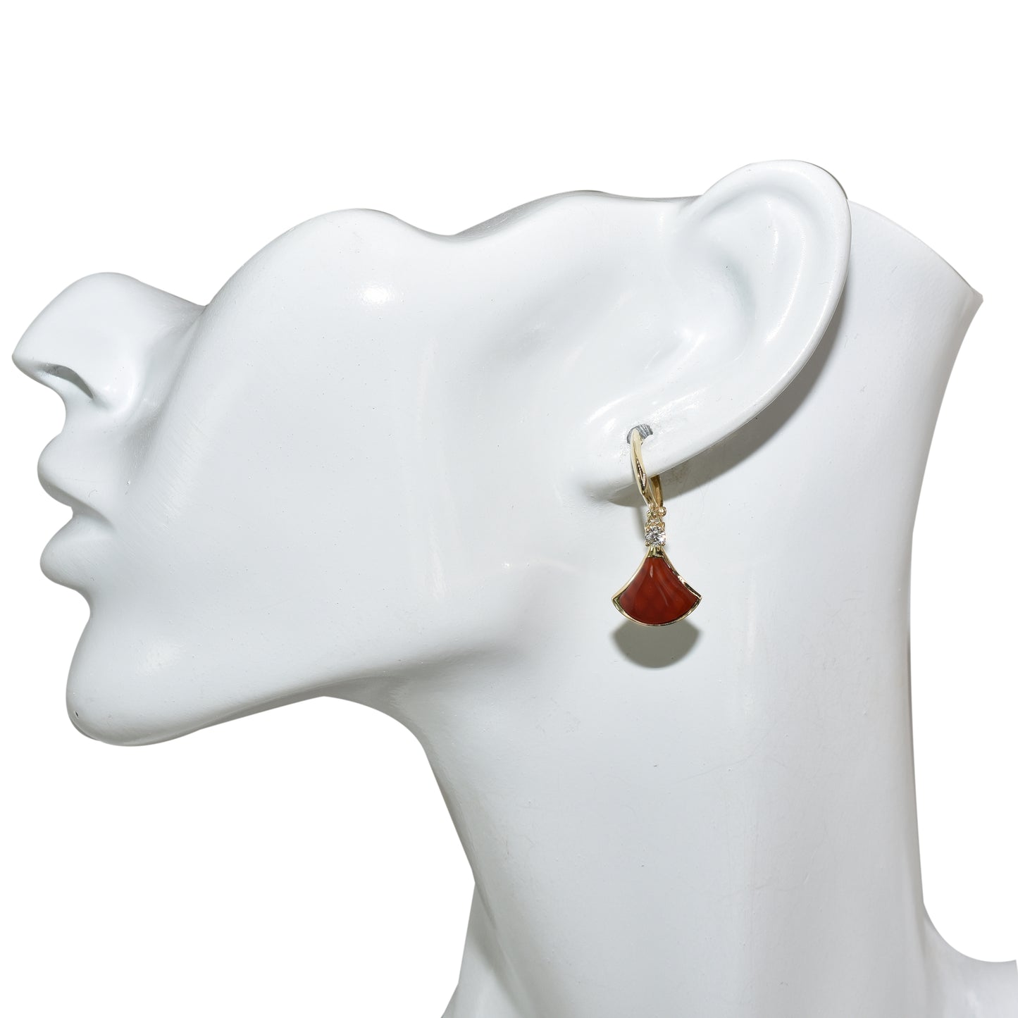 14k Gemstone Diamond Fan Earring