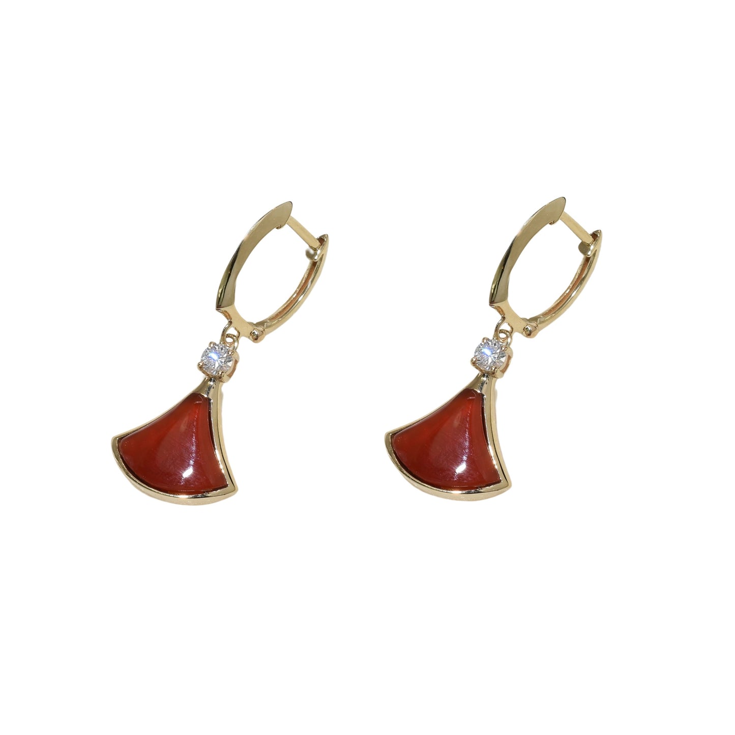 14k Gemstone Diamond Fan Earring
