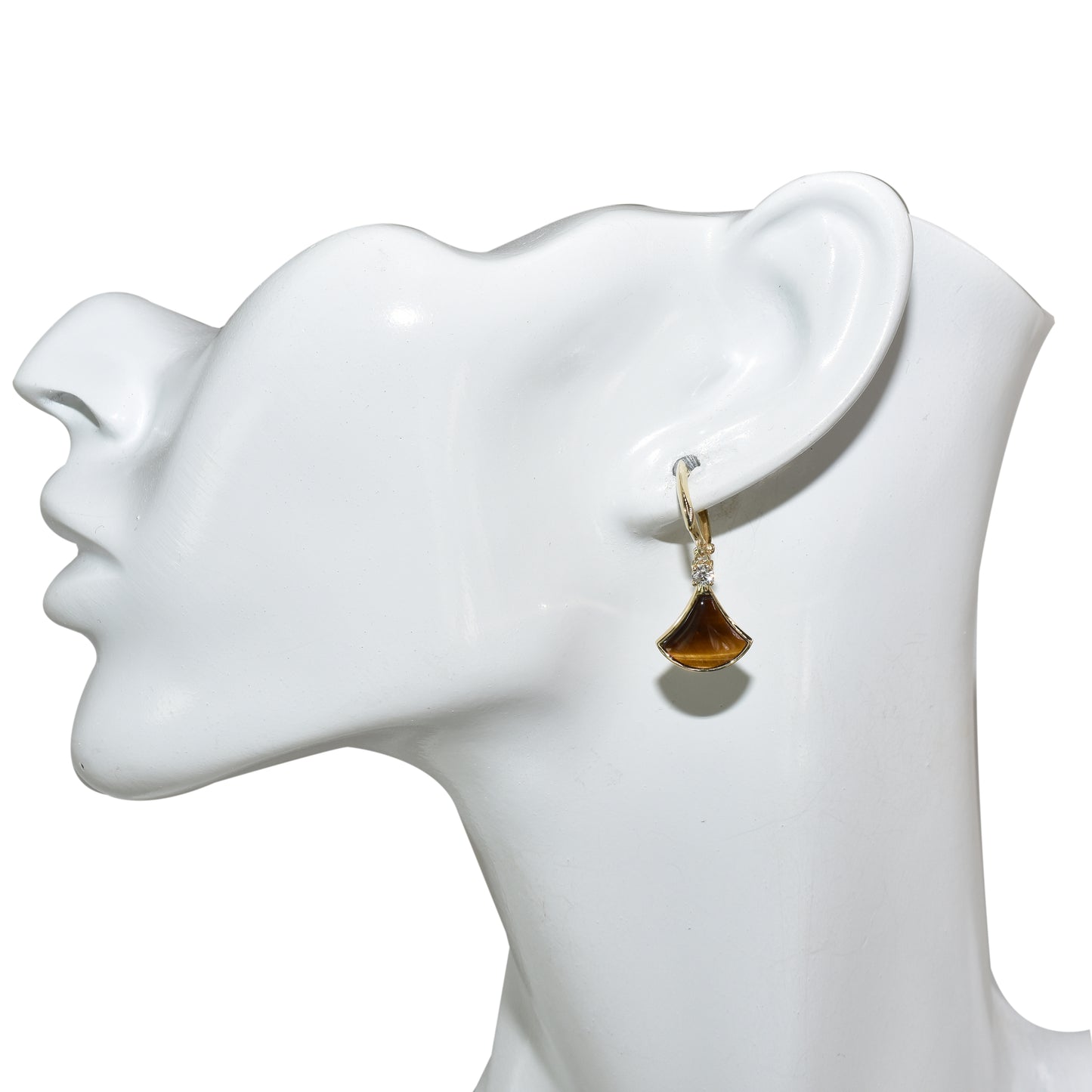 14k Gemstone Diamond Fan Earring