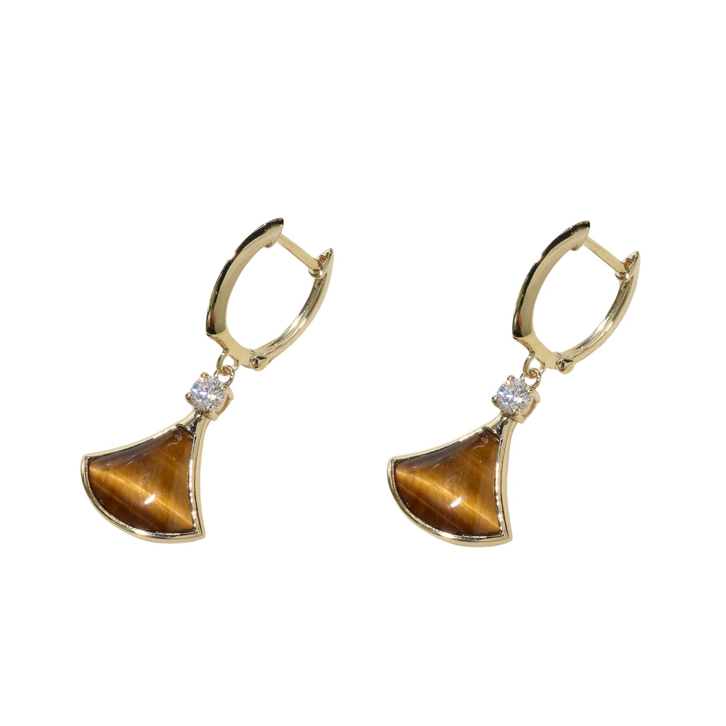14k Gemstone Diamond Fan Earring