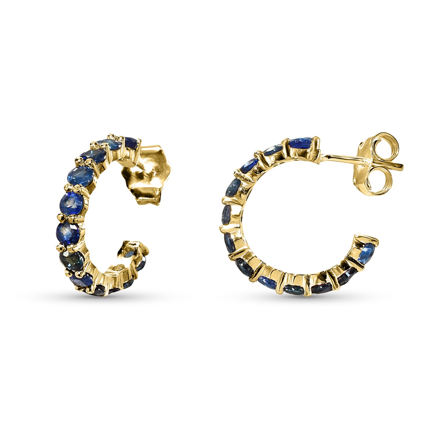 14k Round Gemstone Hoop Earring
