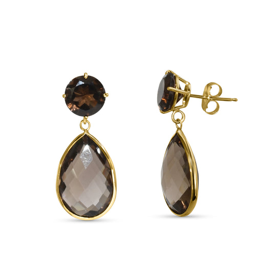 14k Smoky Quartz Post Earring