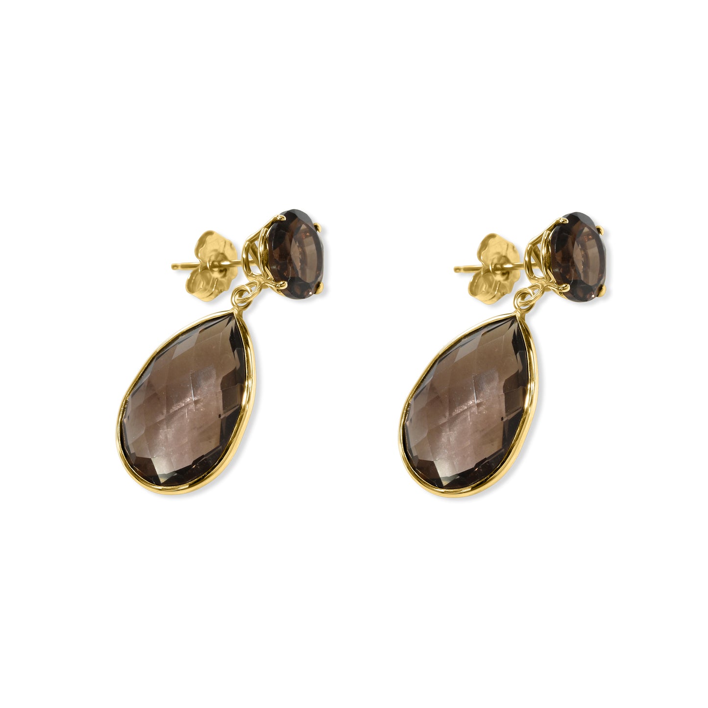 14k Smoky Quartz Post Earring