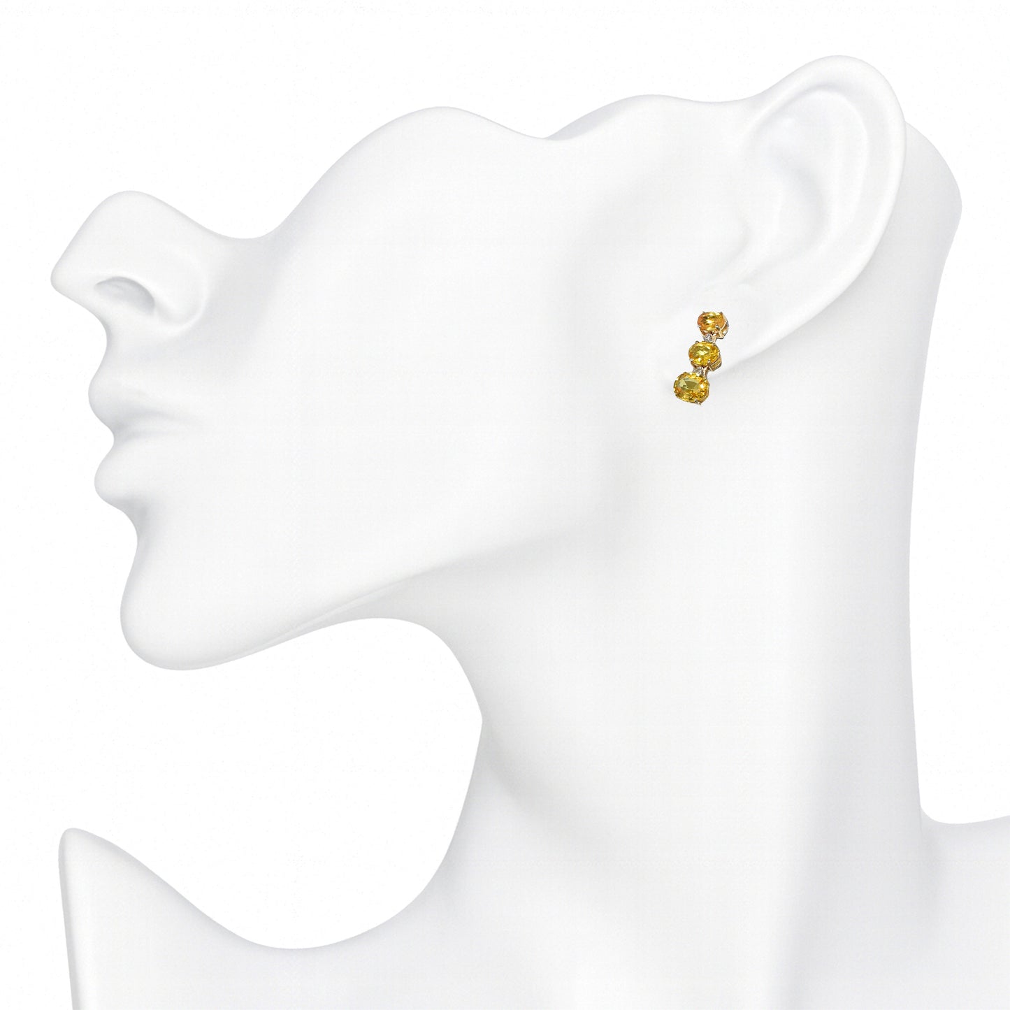 14k Yellow Sapphire Diamond Oval Shape Earring