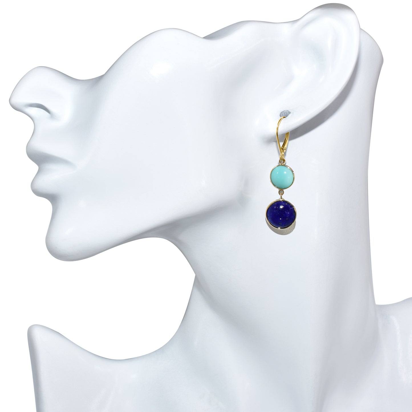 14k Turquoise Lapis Leverback Earring