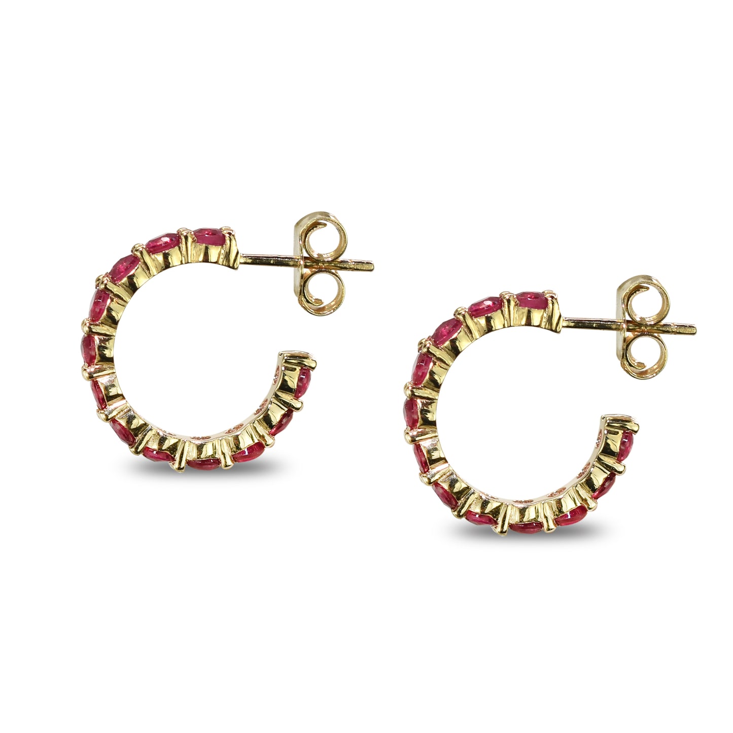 14k Ruby Round Multi Stone Earring