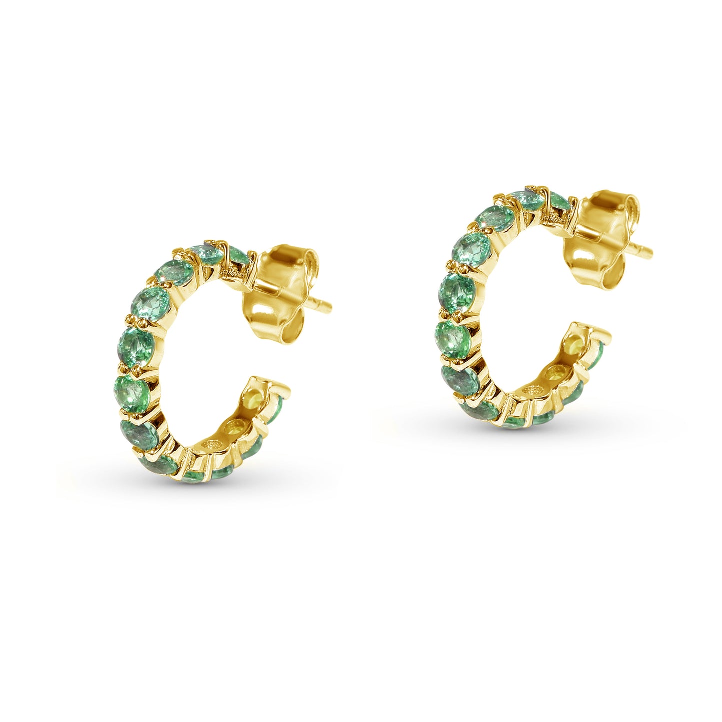 14k Emerald Round Multi Stone Earring