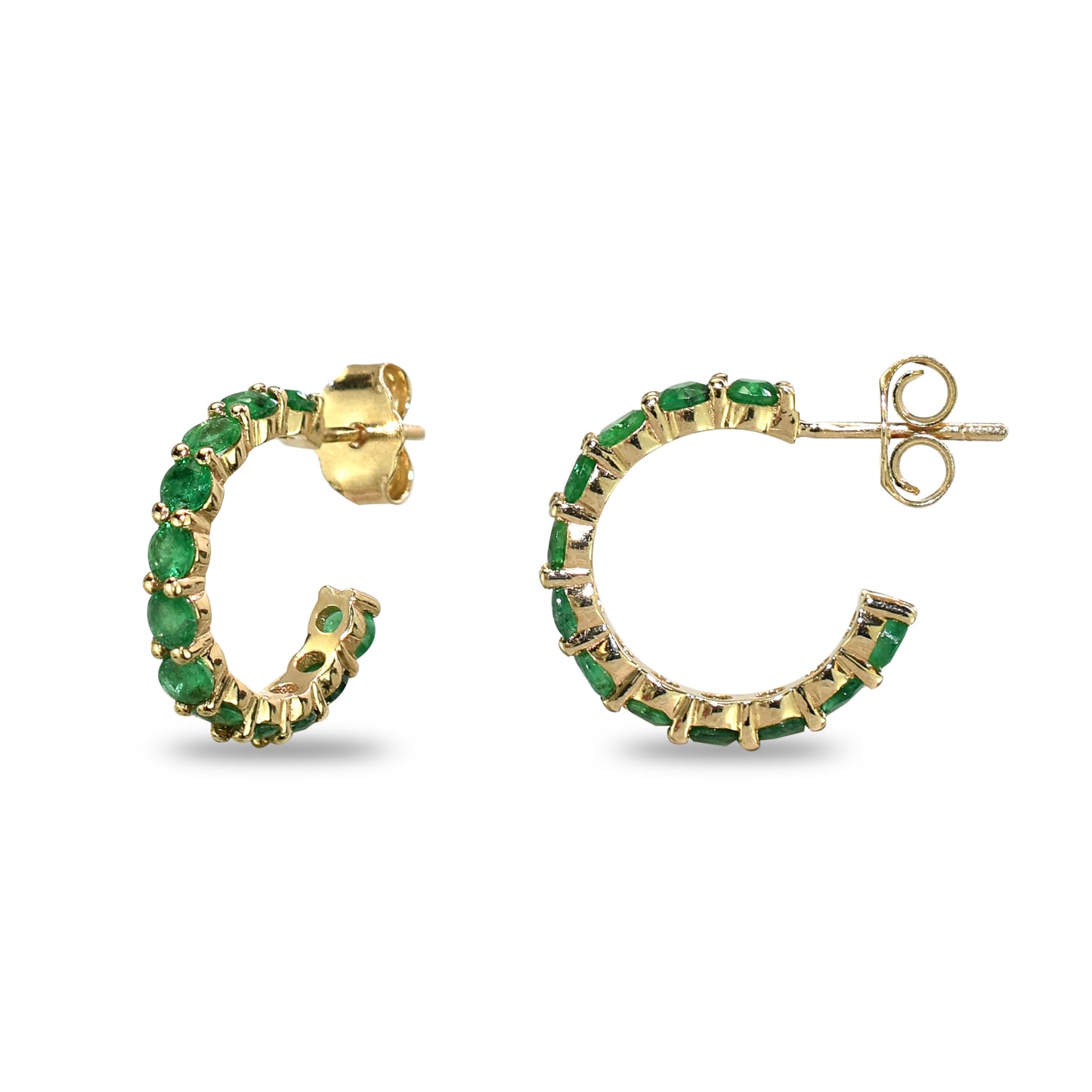 14k Emerald Round Multi Stone Earring