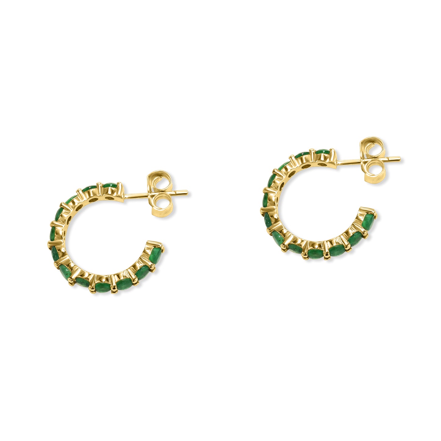 14k Emerald Round Multi Stone Earring