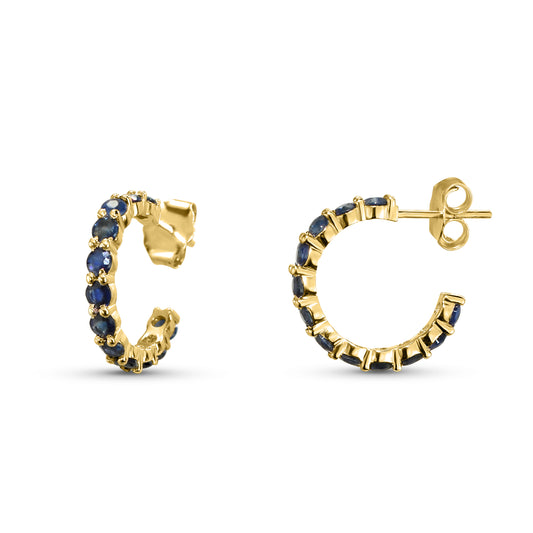 14k Sapphire Round Multi Stone Earring