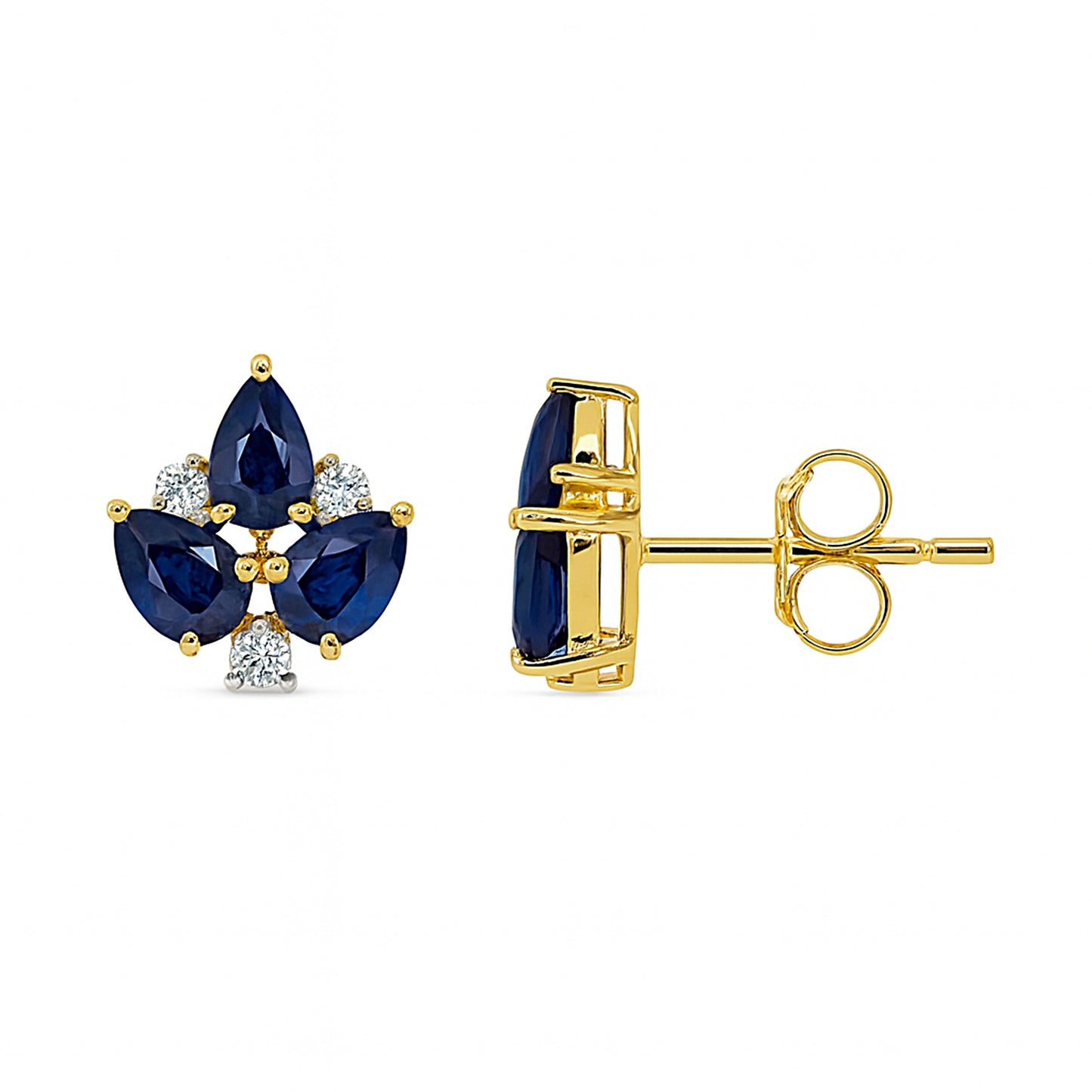 14k Sapphire Diamond Leaf Shape Earring