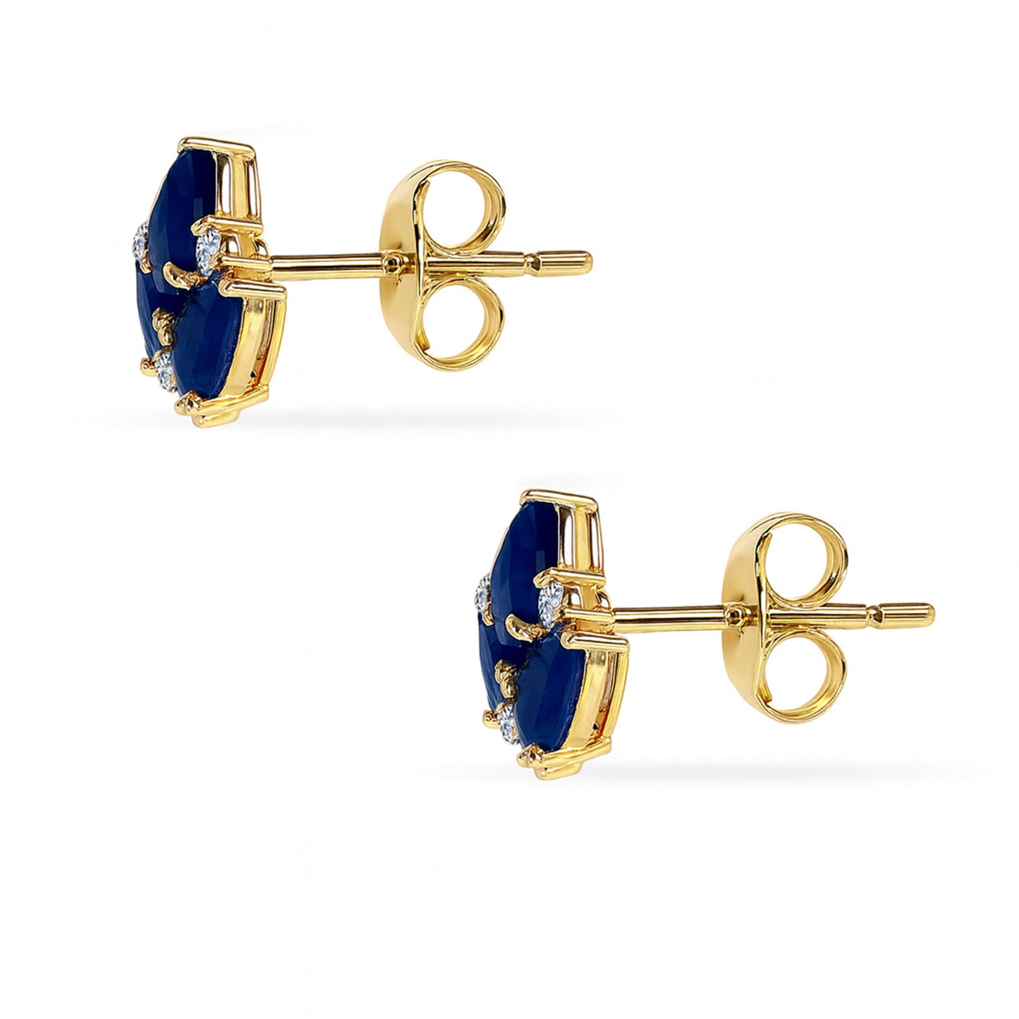 14k Sapphire Diamond Leaf Shape Earring